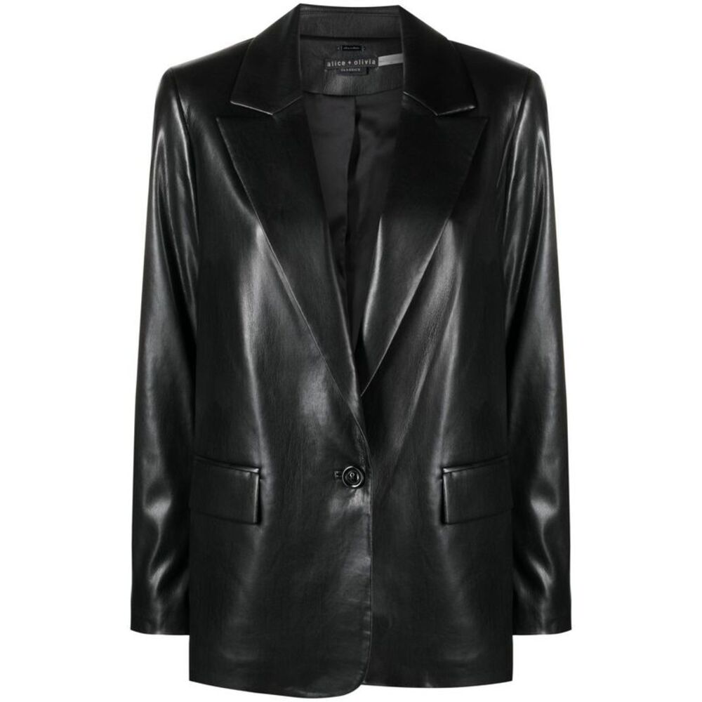 Alice+Olivia Women Faux Leather Blazer Jacket